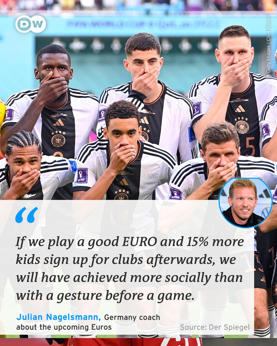 dw_sports's tweet photo. Germany coach Julian Nagelsmann wants his national team to focus on the football.

Thoughts? 🇩🇪 https://t.co/iVKZdj6V7W
