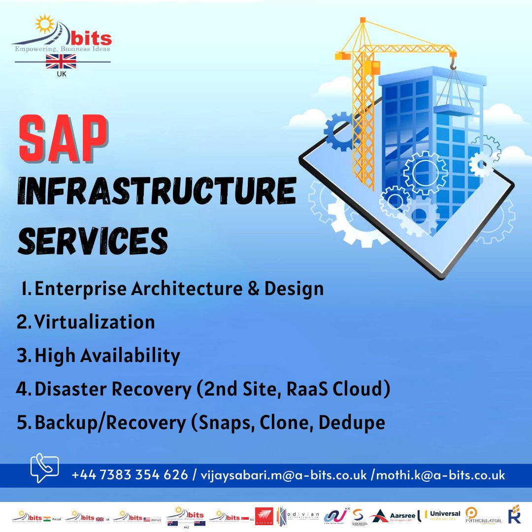 Sap Infrastructure Services #ssgroup #abitsuk #london #birmingham #glassgow #england #sap #sapinfrastructure #sapservices #enterprisearchiticture #architecture #architecturedesign #highavailability #disasterrecoveryplan