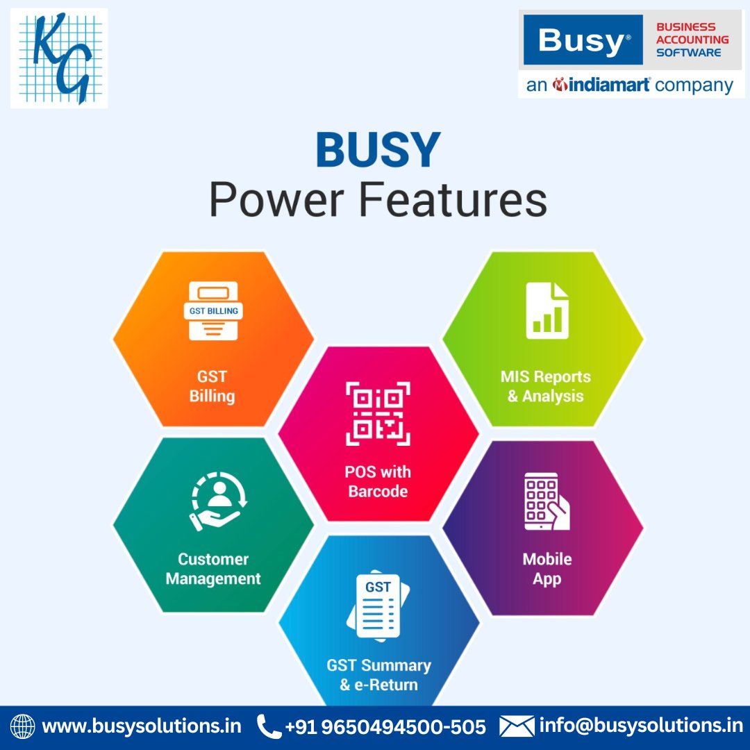 kg_softwares's tweet image. 👉Powerful Feature of Busy Accounting Software ⭐

#kgsoftwareservices #busysoftware #busysolutions #busyaccountingsoftware #post #postoftheday  #28YearsOfExcellence #ITProfessional  #itsolutions #BUSY21 #NaxalFreeBharat #ReExam_RO_ARO #बजट_विकसित_हरियाणा_का #ABPIdeasOfIndia