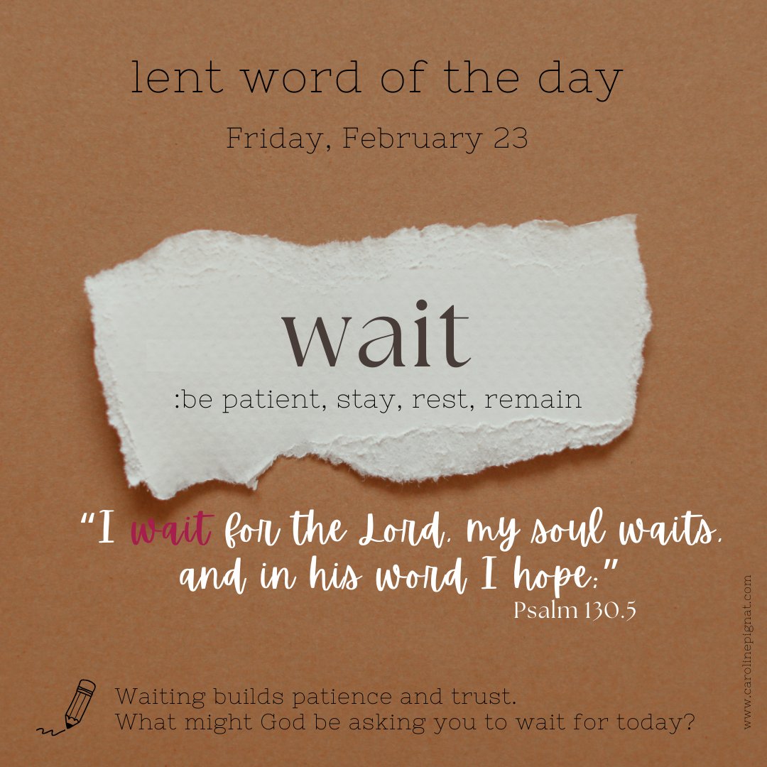 Waiting implies impatience, like waiting for a bus. We have plans and a schedule. We have somewhere to be! But today's word reminds me that we can REST and HOPE while we wait. Like waiting on a sunrise and being in each moment.  t.ly/G5jug   t.ly/uhS6I