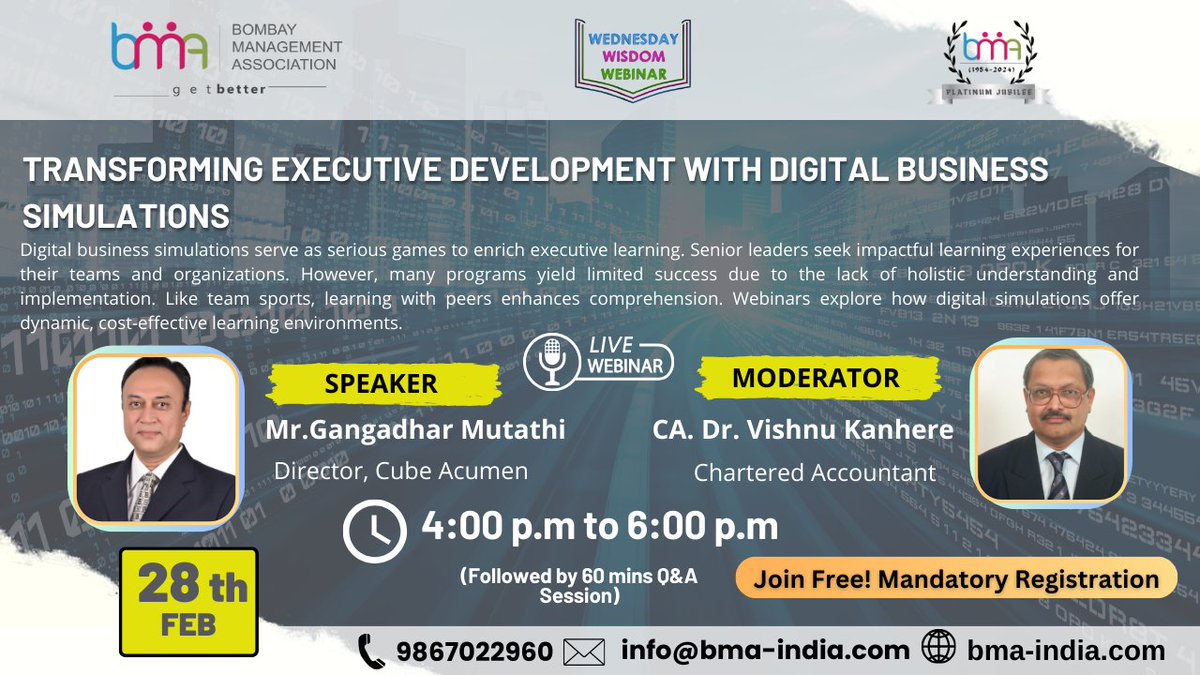 "Digital business simulations are serious games used for enhancing the learning experience of executives. 

Kindly access the registration link provided below:
forms.gle/9Dc1eYvdQZmJ6B…

#digitalsimulatios #JoinUs #livewebinar