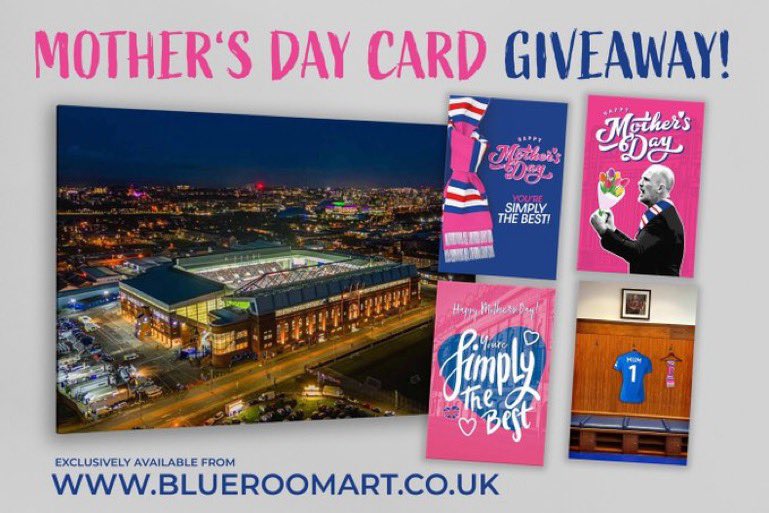 🇬🇧 MOTHER’S DAY GIVEAWAY! 💙

⚽️ If Rangers defeat Hearts on Saturday we’ll giveaway this canvas and Mother’s Day card of your choice from blueroomart.co.uk to one fan picked at random.

To enter 

🔵 Repost
⚪️ Follow @blueroomart
🔴 Like Post

Good Luck!🤞

#RANGERSFC