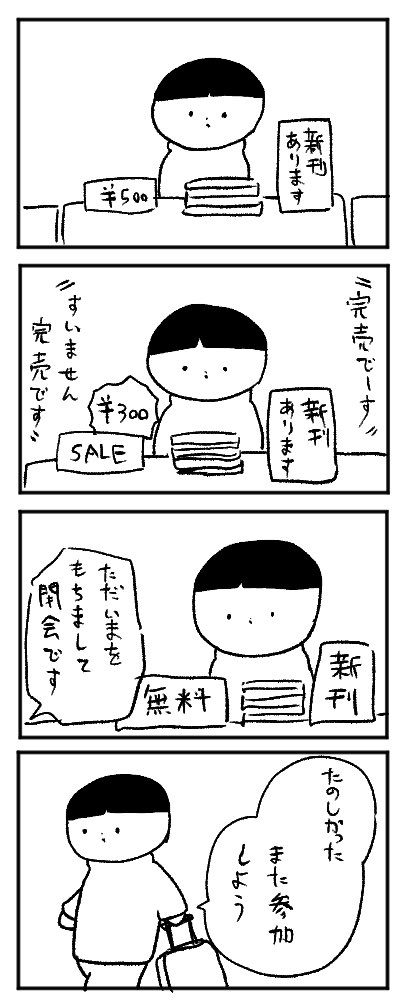 私、同人誌即売会に参加しちゃうんだ!〇〇ちゃんも良かったら手伝ってよ!と友人を誘ったイベント、マジでラミカ1枚売れることなく閉会。何を手伝ったのかわからない友人が気の毒。(思い出) 