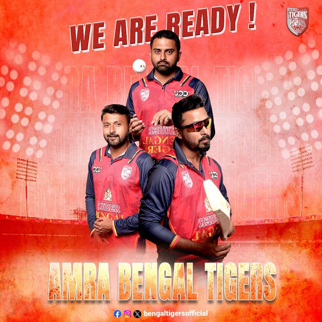 From practice grounds to the arena, our resolve remains unshaken. We're primed and ready for any showdown! 🏆 
.
.
#AnandaChoudhuri @satadeeps  @#RatnadeepGhosh 
.
.
.
#OnTheField #CricketArena #BattleReady #LeagueChallenge #CCL10 #CelebrityCricketLeague #BengalTigersTeamOfficial