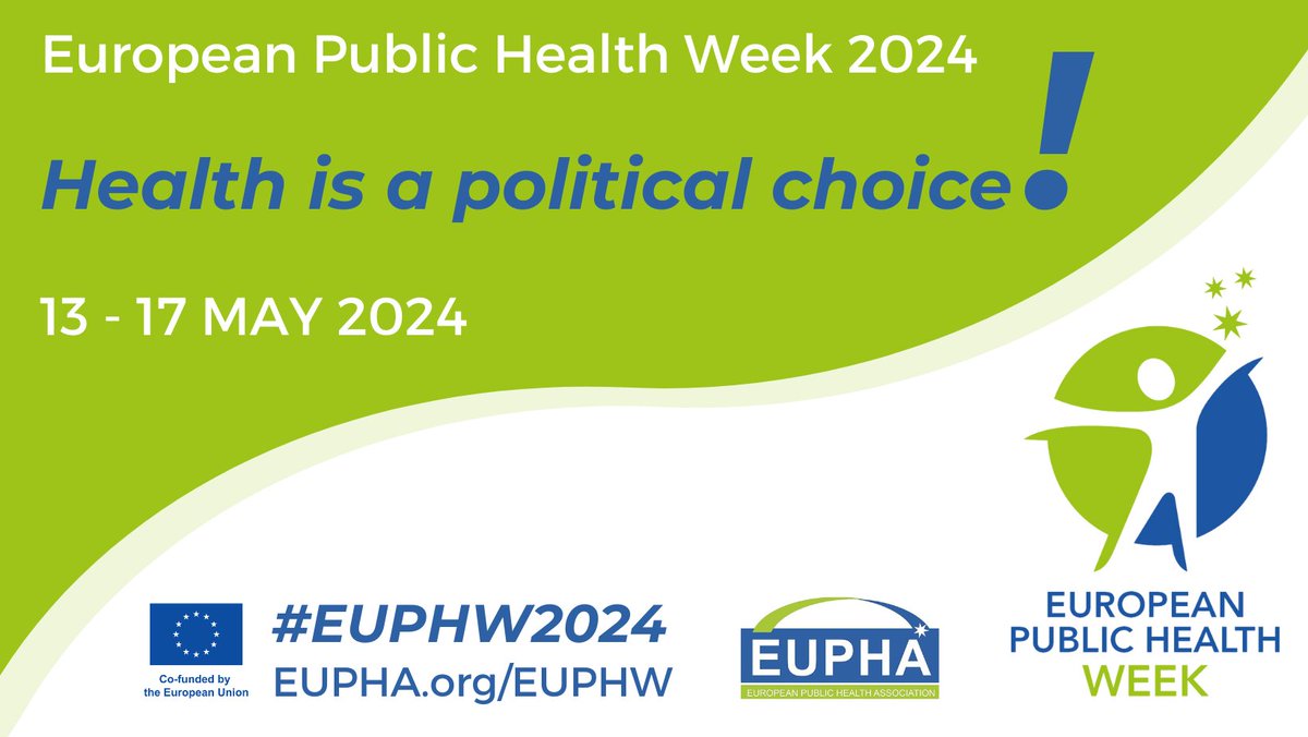 We are excited to announce this year’s European Public Health Week and its overarching theme: Health is a political choice! Join us May 13-17 & submit your event! Daily Themes & more info can be found on our website: eupha.org/EUPHW #EUPHW2024