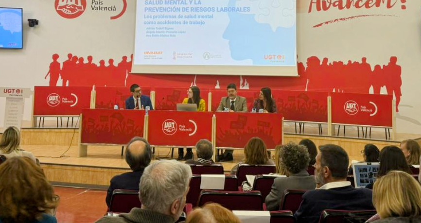 Finalitza la presentació de l'informe SALUD MENTAL Y PREVENCIÓN DE RIESGOS LABORALES en la Casa del Poble de <a href="/UGTPV/">UGT País Valencià</a>,  un estudi necessari al qual podeu accedir en: saludlaboralugtpv.es/wp-content/upl…