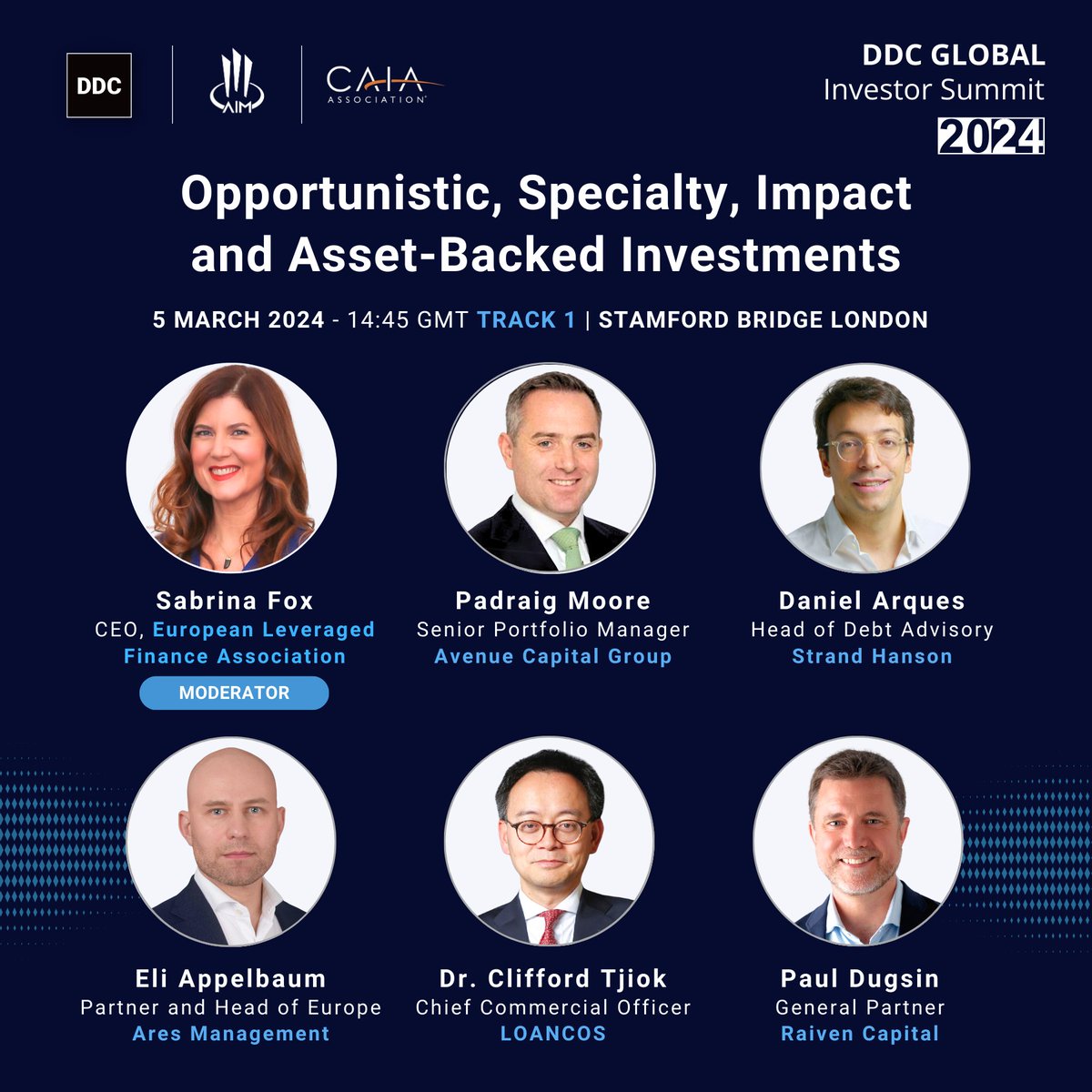 Join us for an insightful discussion during the "Opportunistic, Specialty, Impact, &amp; Asset-Backed Investments: Exploring Value Beyond the Norm" panel at the 𝗗𝗗𝗖 𝗚𝗹𝗼𝗯𝗮𝗹 𝗜𝗻𝘃𝗲𝘀𝘁𝗼𝗿 𝗦𝘂𝗺𝗺𝗶𝘁 𝟮𝟬𝟮𝟰! March 5, 2024,Stamford Bridge, London. bit.ly/DDCLondon2024E…