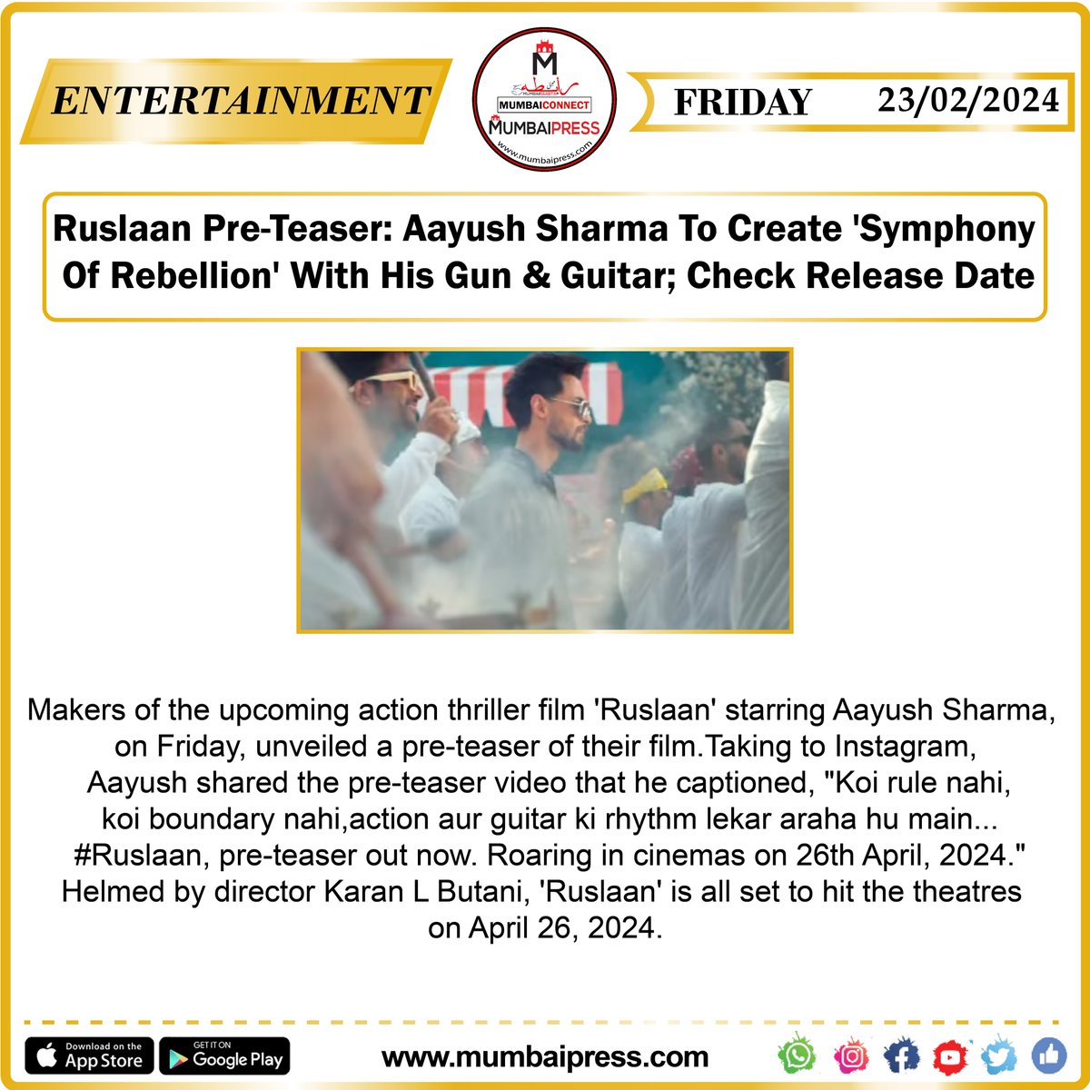 #ruslaanpreteaser #AayushSharma #symphony #gunguitar #checkreleasedate #bollywoodmovies #mumbaipress #mumbaiconnect #mumbairaabta