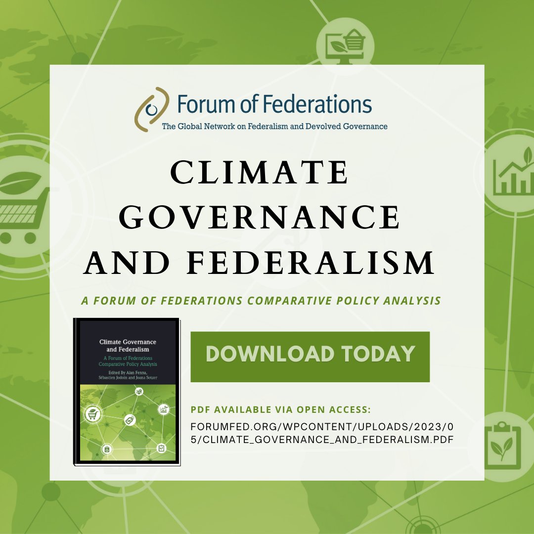 From the @ForumFed Library 📚 Climate Governance and Federalism A Forum of Federations Comparative Policy Analysis Edited by: Alan Fenna,@sjodoin & @JoanaSetzer This title is also available as Open Access cambridge.org/core/books/cli…