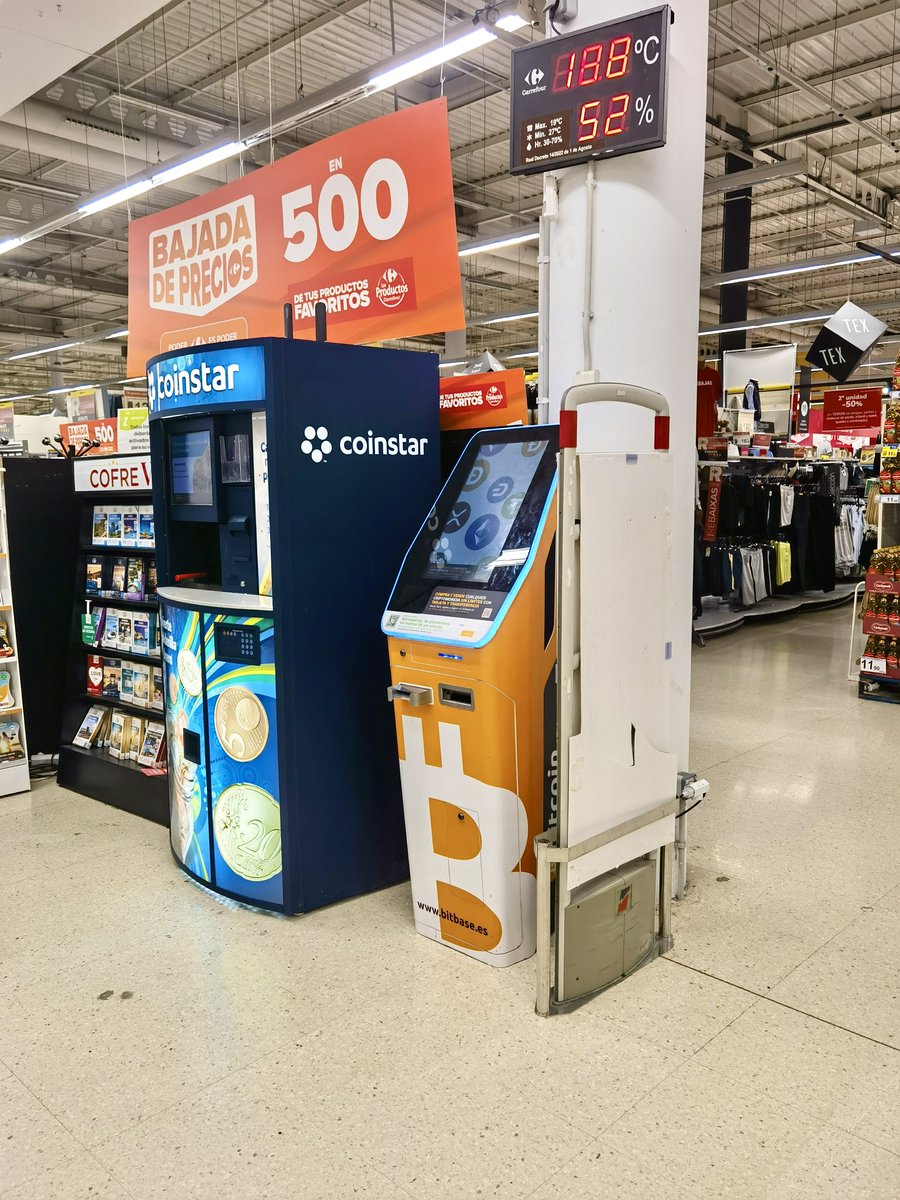 Atención! Reubicamos nuestro Cajero #Bitcoin 🏧 de #Lugo dentro de  @CarrefourES. Compra y vende en efectivo $BTC, $ETH, $XRP, $LTC, $DOGE,  $USDT, $WLD y $BTBS de forma fácil y segura en 3