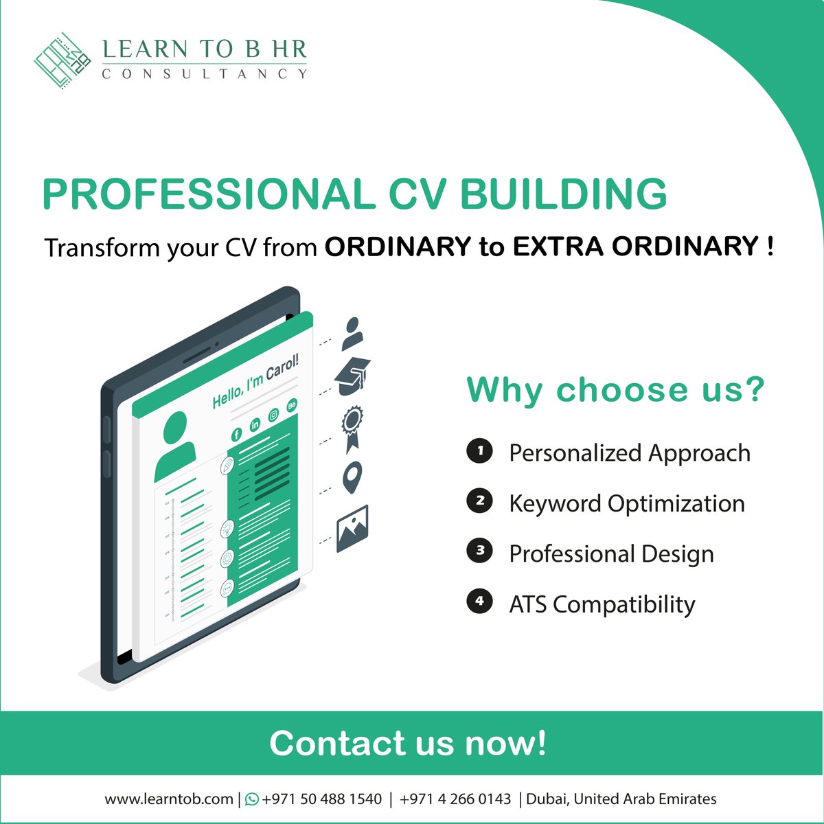 🚀 Transform Your Career Trajectory: From Ordinary to Extraordinary with Our Professional CV Building Services!

#LearnToB #LearnToBHRConsultancy #CareerTransformation #CVExcellence #CareerSuccess #CVMakeover #ProfessionalDevelopment #JobSeekers #CareerGoals #ResumeWriting