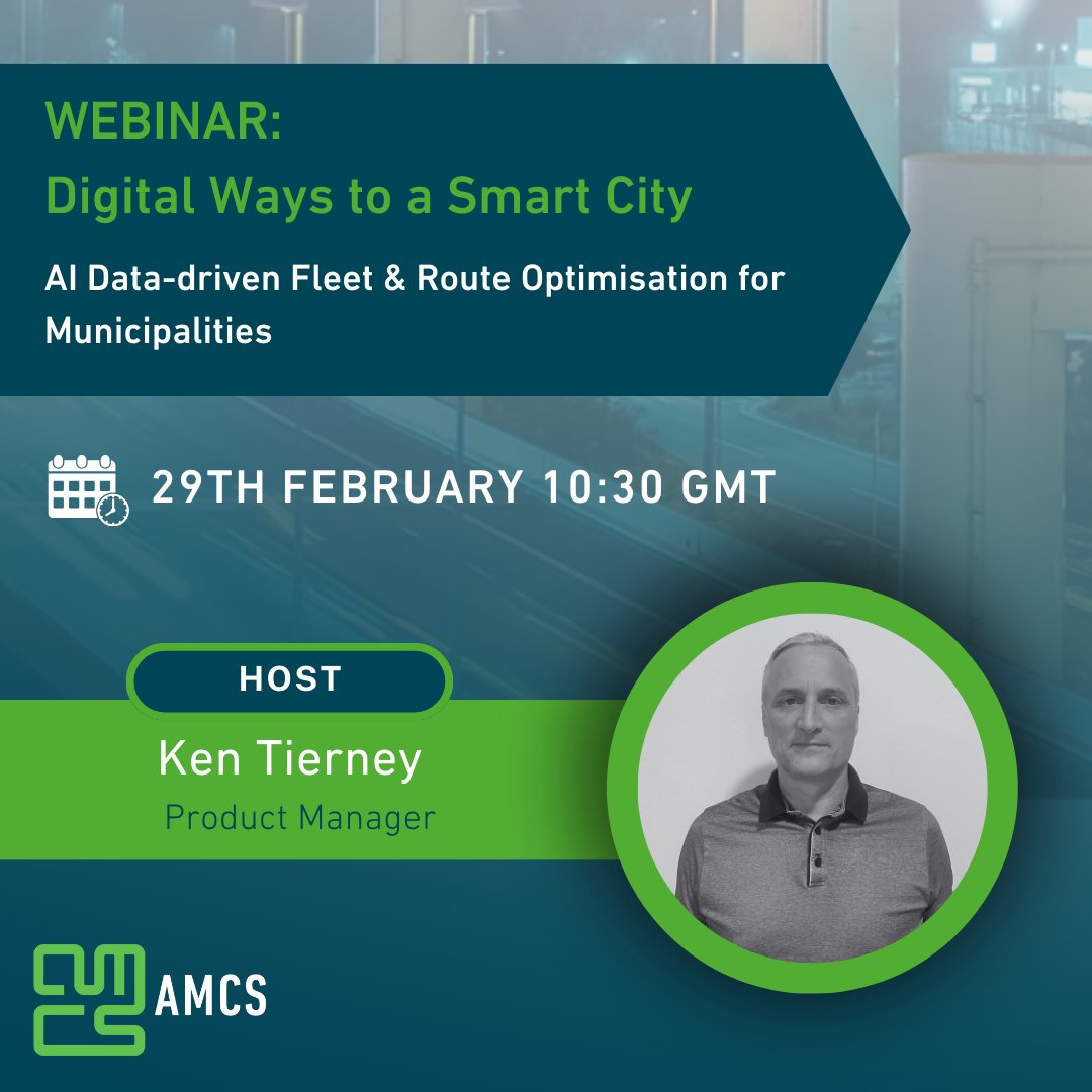 Join us to learn all about the Digital Ways to a Smart City with AMCS Product Manager Ken Tierney 🙌   

Secure your spot today: 
go.amcsgroup.com/digital-ways-t…

#AMCS #EvironmentalServices #SmartCities #sustainability #circulareconomy #resourcemanagement #recycling #IoT #AI