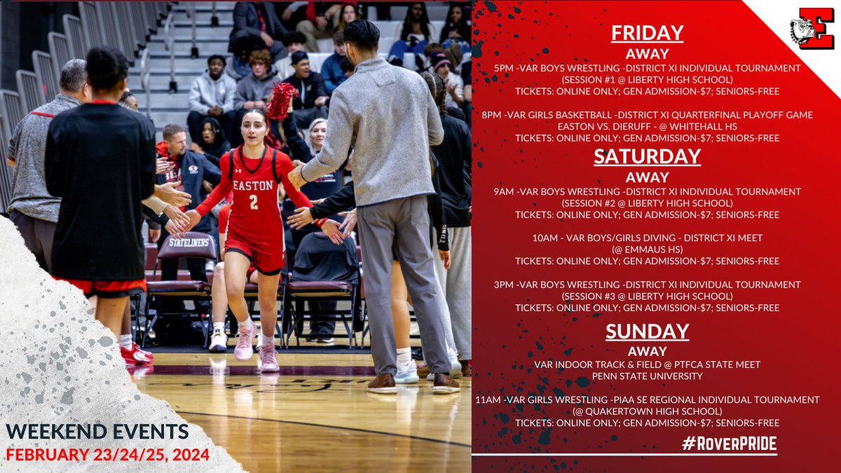 Another busy weekend of postseason action for the Rovers! Get your postseason tickets at the following links District XI Events🎟️districtxi.hometownticketing.com/embed/all PIAA Regional Events🎟️piaa.org/sports/tickets… #RoverPRIDE