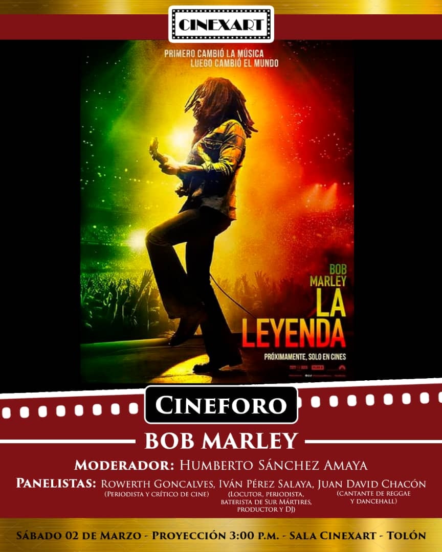 Sábado 2 de marzo, todos invitados al Cineforo #CinexArt en <a href="/CinexVe/">Cinex</a> del <a href="/tolon_fm/">Tolón</a> 🎥 3 pm

Estaremos conversando sobre la pelí "La Leyenda" <a href="/OneLoveMovie/">Bob Marley: One Love</a>, una historia cargada de emoción, música, inspiración y momentos claves en la vida y obra de Bob

🎟️ Entradas en la taquilla