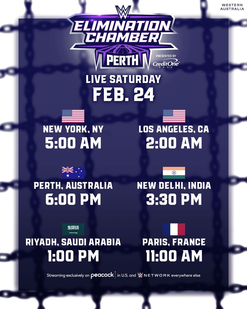 No matter where you are in the world… set your alarms.

#WWEChamber: Perth is coming at you LIVE from @OptusStadium tomorrow.