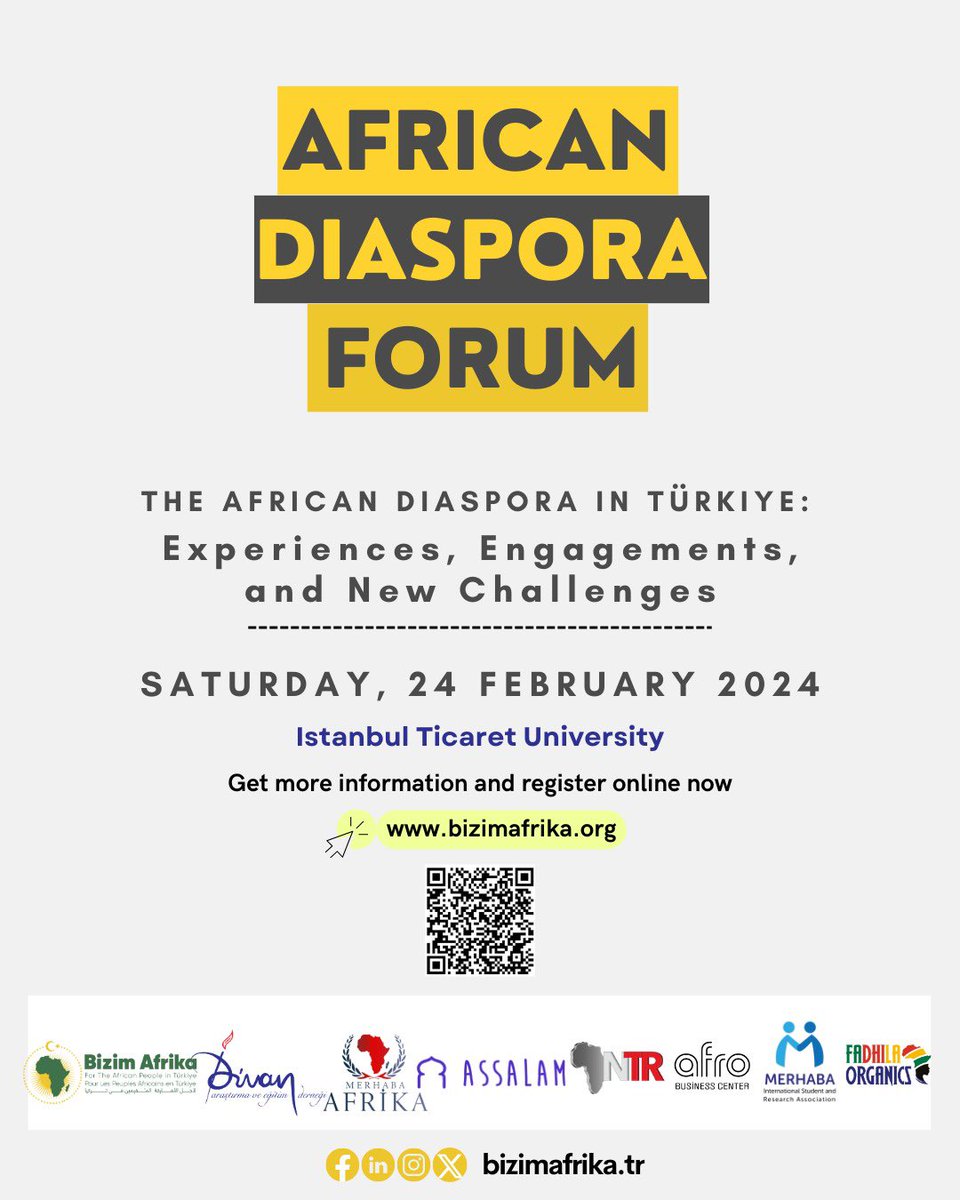 Alselamdernegi's tweet photo. Afrika Diasporası Forumunu duyurmanın heyecanı içerisindeyiz. Destekçisi olduğumuz ve dernek başkanımız Nazan Yalçınkaya’nında konuşmacı olarak katıldığı bu etkinlikte Afrika Diasporası’nın zorluklarını ve çözüm yollarını konuşacağız.

@bizimafrikatr https://t.co/HjIVZVn0bo