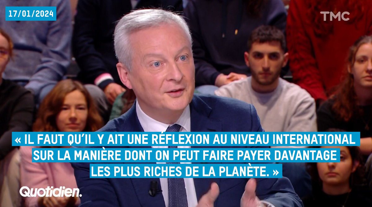 On souhaite un bon week-end à <a href="/BrunoLeMaire/">Bruno Le Maire</a> qui acte un plan d'économies de 10 milliards d'euros en rognant sur la solidarité internationale et l'écologie. Il avait pourtant la solution en janvier dernier pour aller chercher des milliards supplémentaires 😏
