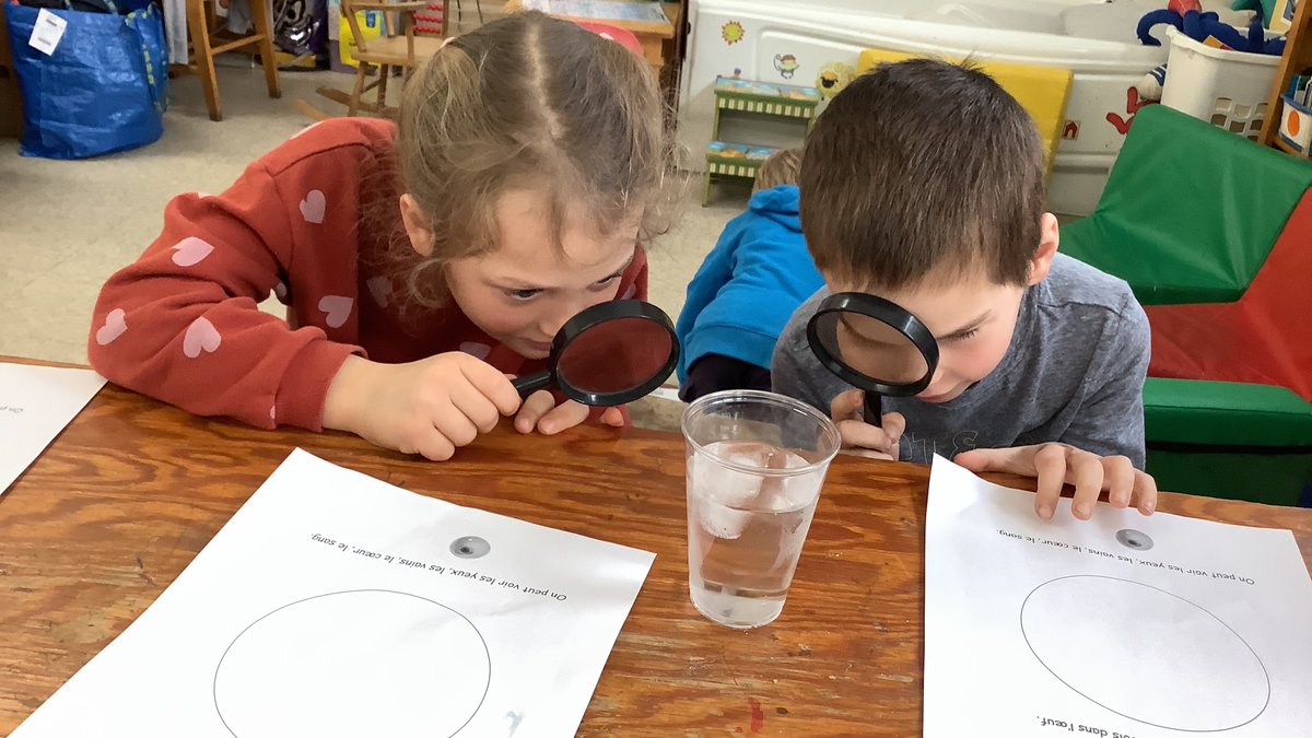 Young scientists at work - observing trout eggs.