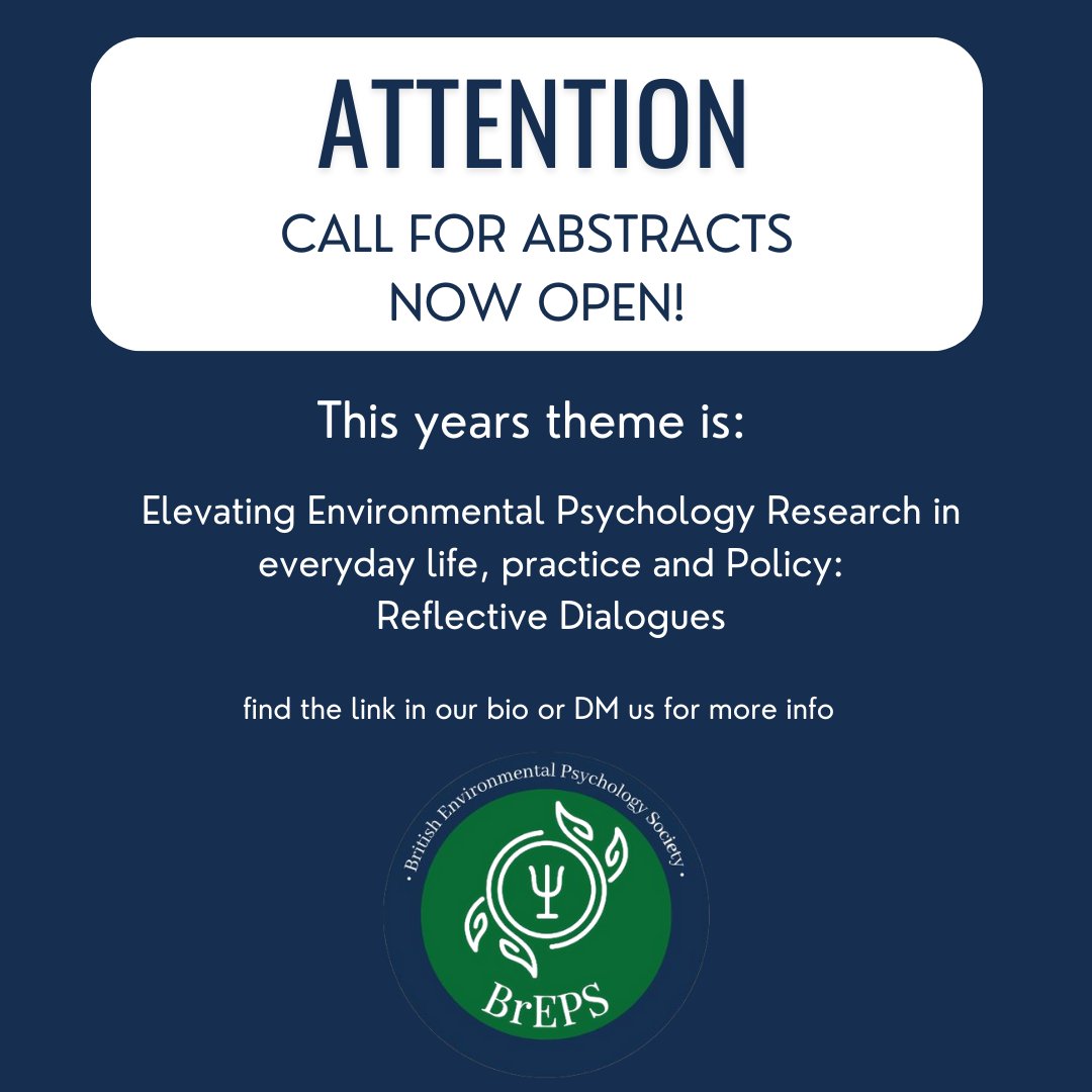 Call for abstracts is open!🎉

The theme is "Elevating Environmental Psychology research in everyday life, practice &amp; policy: Reflective dialogues". 

Follow this link to submit your abstracts: surreyfahs.eu.qualtrics.com/jfe/preview/pr…

We are looking forward to reading your work!