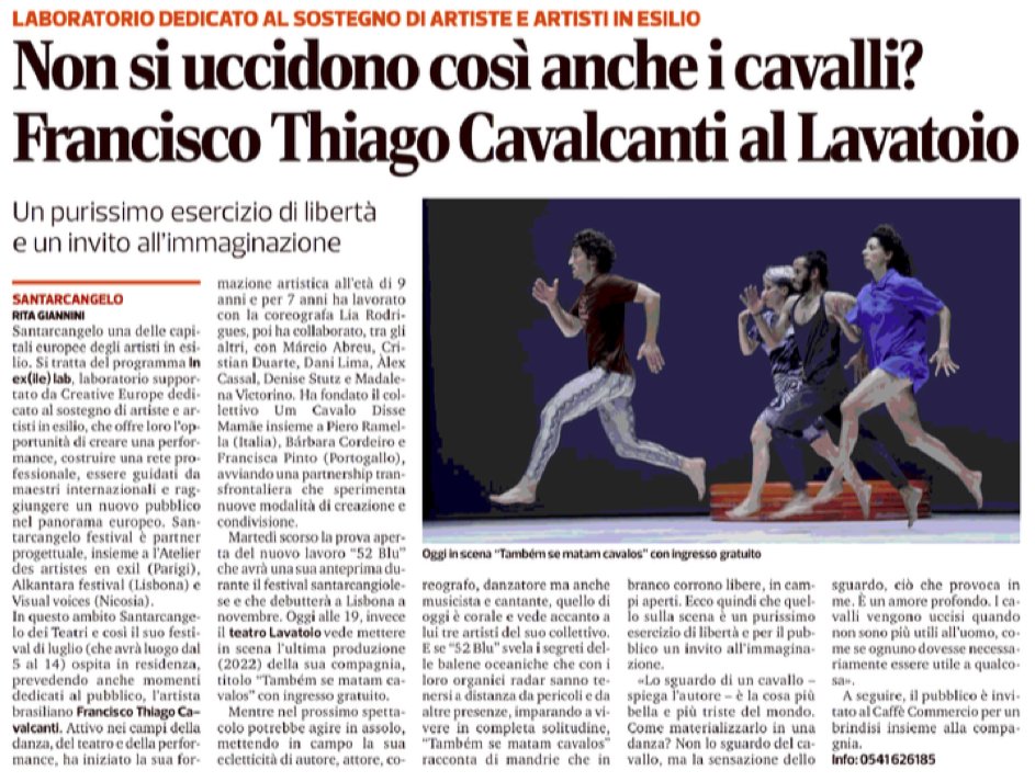 Questa sera vi aspettiamo al #Lavatoio di #Santarcangelo: grazie @CorriereRomagna e @verabessone per questa bella presentazione. In edicola! santarcangelofestival.com