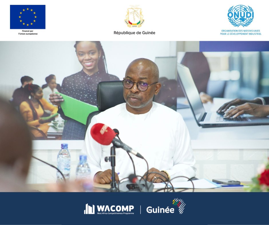 WACOMP_Guinea's tweet photo. Sous la présidence du Chef du Cabinet du @McipmeGuinee, cadres du Ministère en charge de l’Industrie, de l’Union européenne et du #refila ont validé le Programme National de Mise à Niveau des entreprises guinéennes. 
Objectifs clés : 
➡️ boost de la productivité https://t.co/SGHa1oQcpP