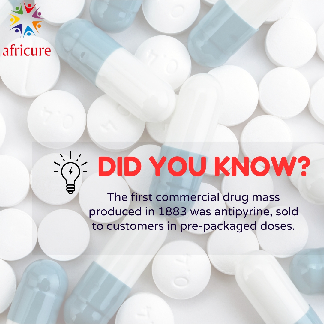 'Throwing it back to 1883 when antipyrine made history as the very first commercial drug mass-produced! 💊 Can you imagine the excitement of customers getting pre-packaged doses of this game-changer? 🎉 #DidYouKnow  #MedicalMilestones #PharmacyHistory' #africa #medicine #Medical