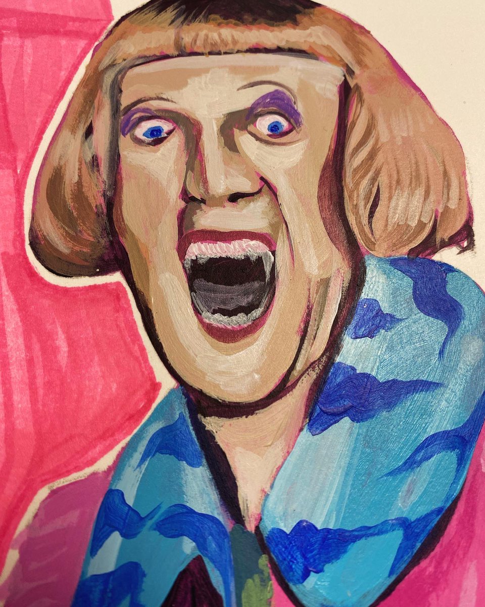 Grayson Perry’s alter ego Claire 💖❤️💖Loving this WIP painting of @alanmeasles by Taylor Cain in Year 13.