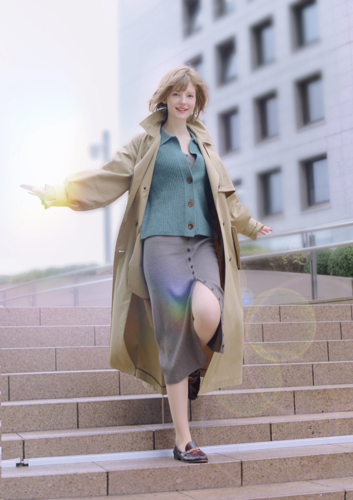 ella エラ トレンチコート （うさぎ柄長袖フード付きトレンチコート  