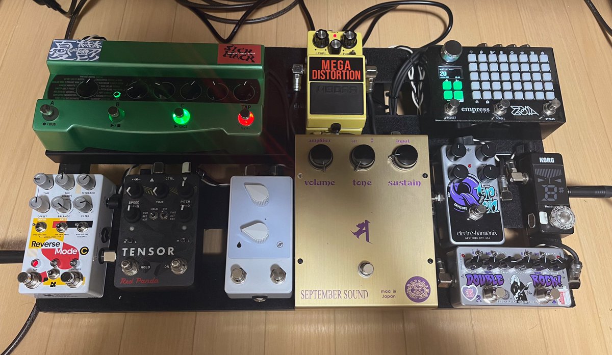 エフェクターボード近況です。 maさん(@2n51332 )にFjord fuzzのMIMEを