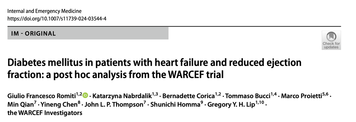 Diabetes mellitus in patients with heart failure and reduced ejection fraction: a post hoc analysis from the WARCEF trial @LHCHFT @LJMU_Health @LivHPartners link.springer.com/article/10.100…