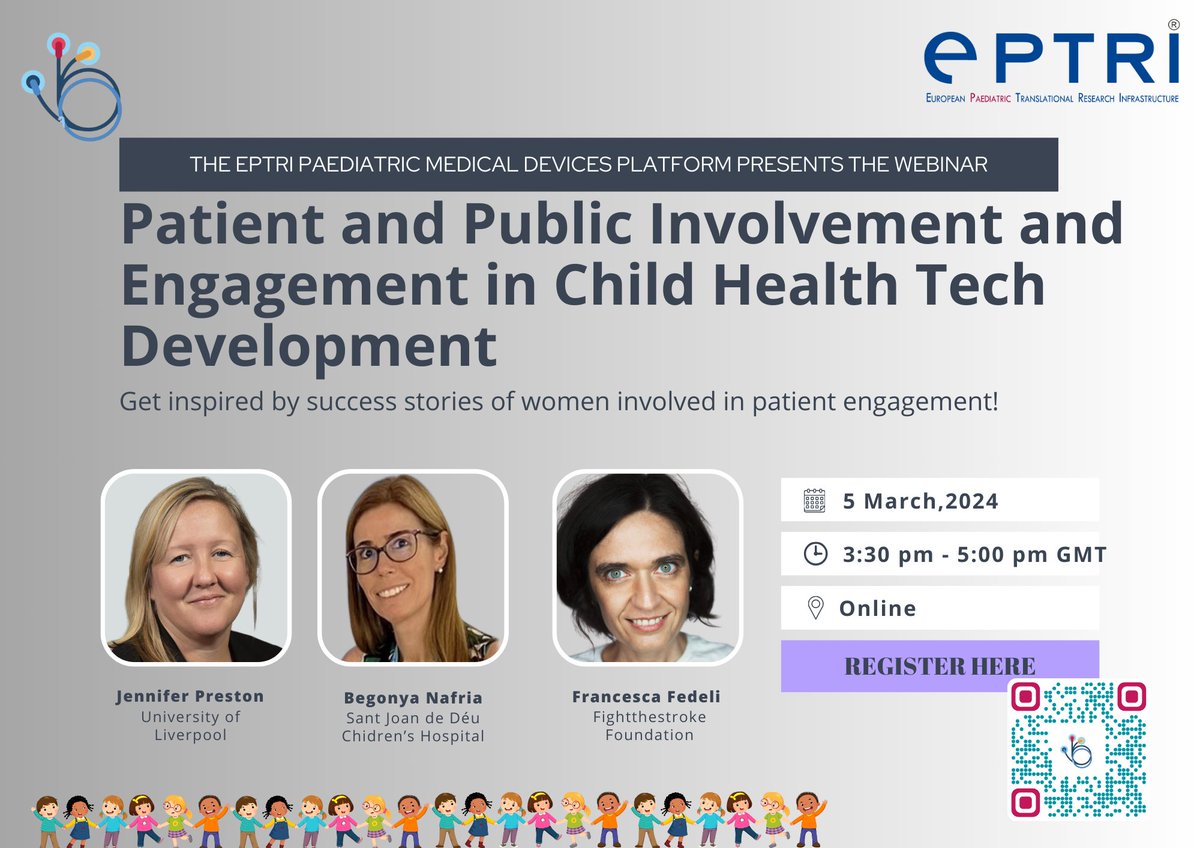 How to make paediatric #research more inclusive? 🤔 💡Don't miss our #webinar: Patient and Public Involvement and Engagement in Child Health Tech Development! 📅5 March 2024 ⌚3.30 - 5.00 pm GMT 📍Online Register forms.gle/q1bNEJGPDbfJ9o… ➕info eptri.eu/educational-re… #HealthTech