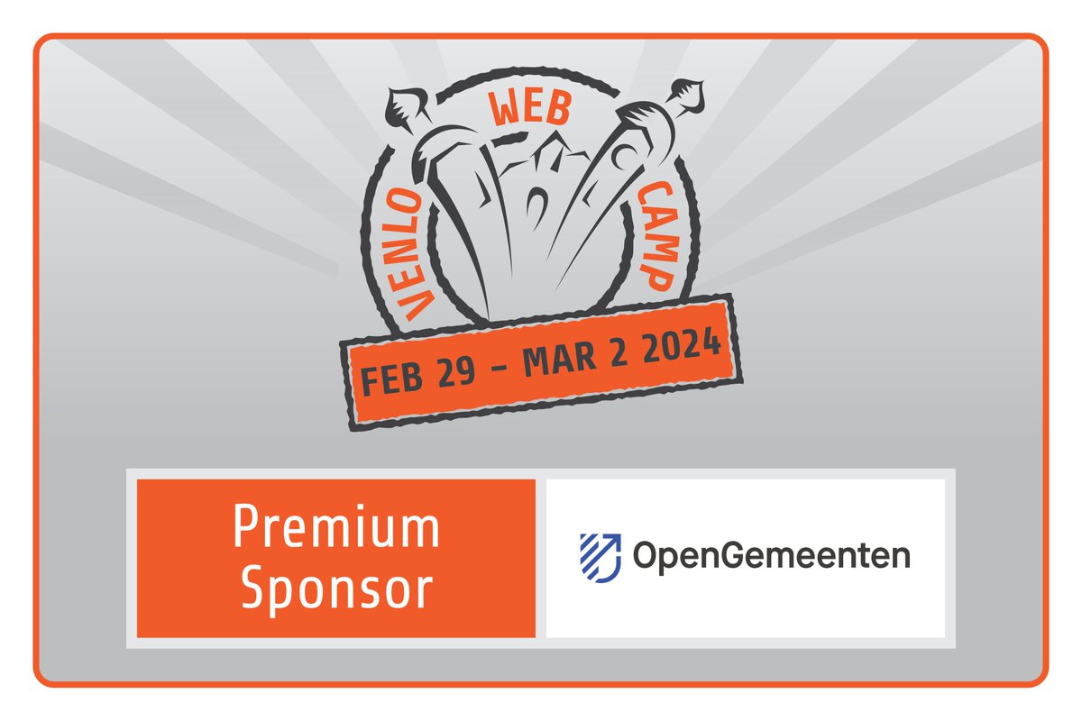 A huge thank you to our premium sponsor <a href="/OpenGemeenten/">OpenGemeenten</a> for their invaluable support! 🧡

We're grateful for your commitment to excellence and look forward to continued collaboration.

🌐 opengemeenten.nl
🎟 webcampvenlo.nl/tickets