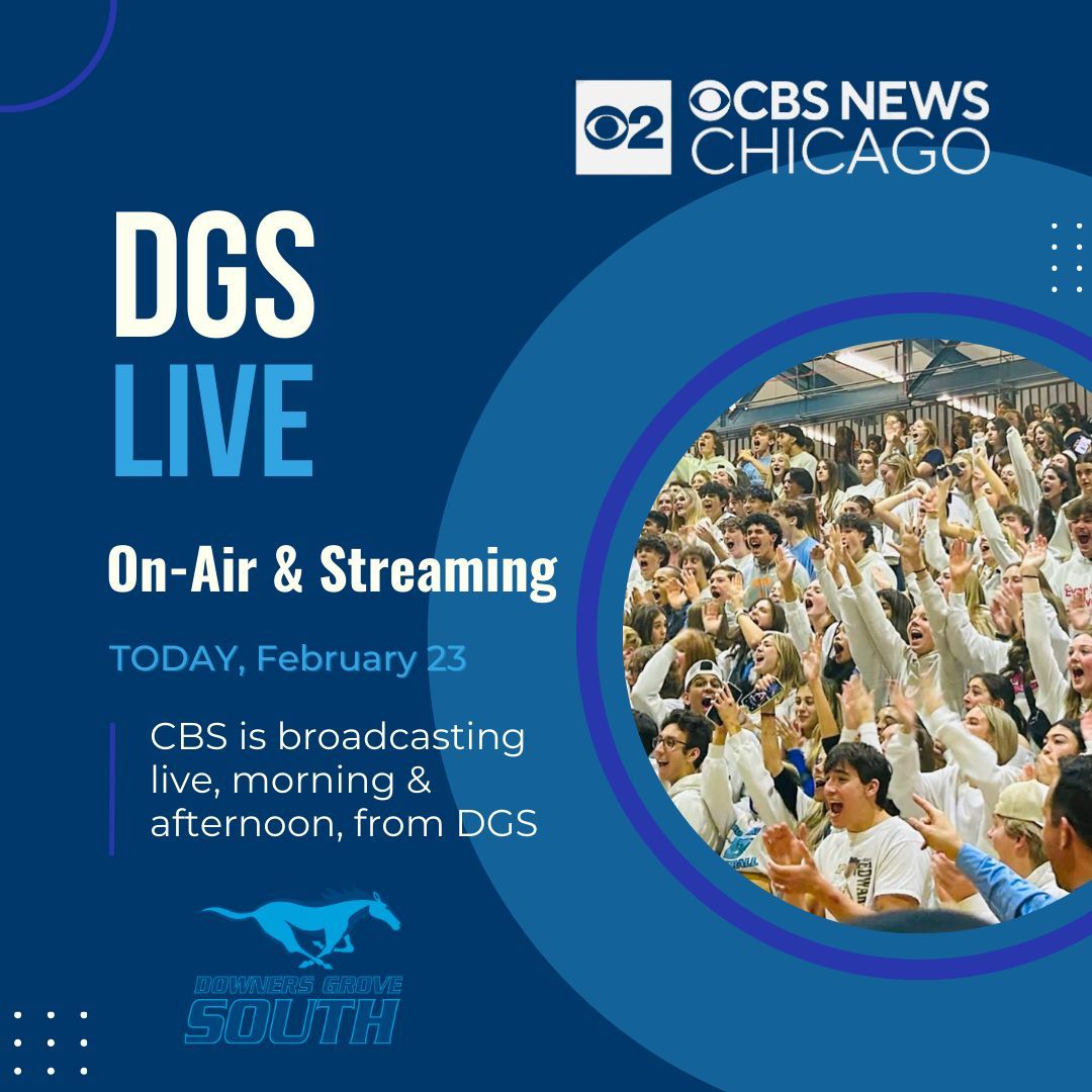 DownersSouth's tweet image. Tune in today! 📺 

DGS is excited to welcome @CBSChicago to Mustang Country. 

#99learns #DGSPride #localtv #CBS #schoolspotlight