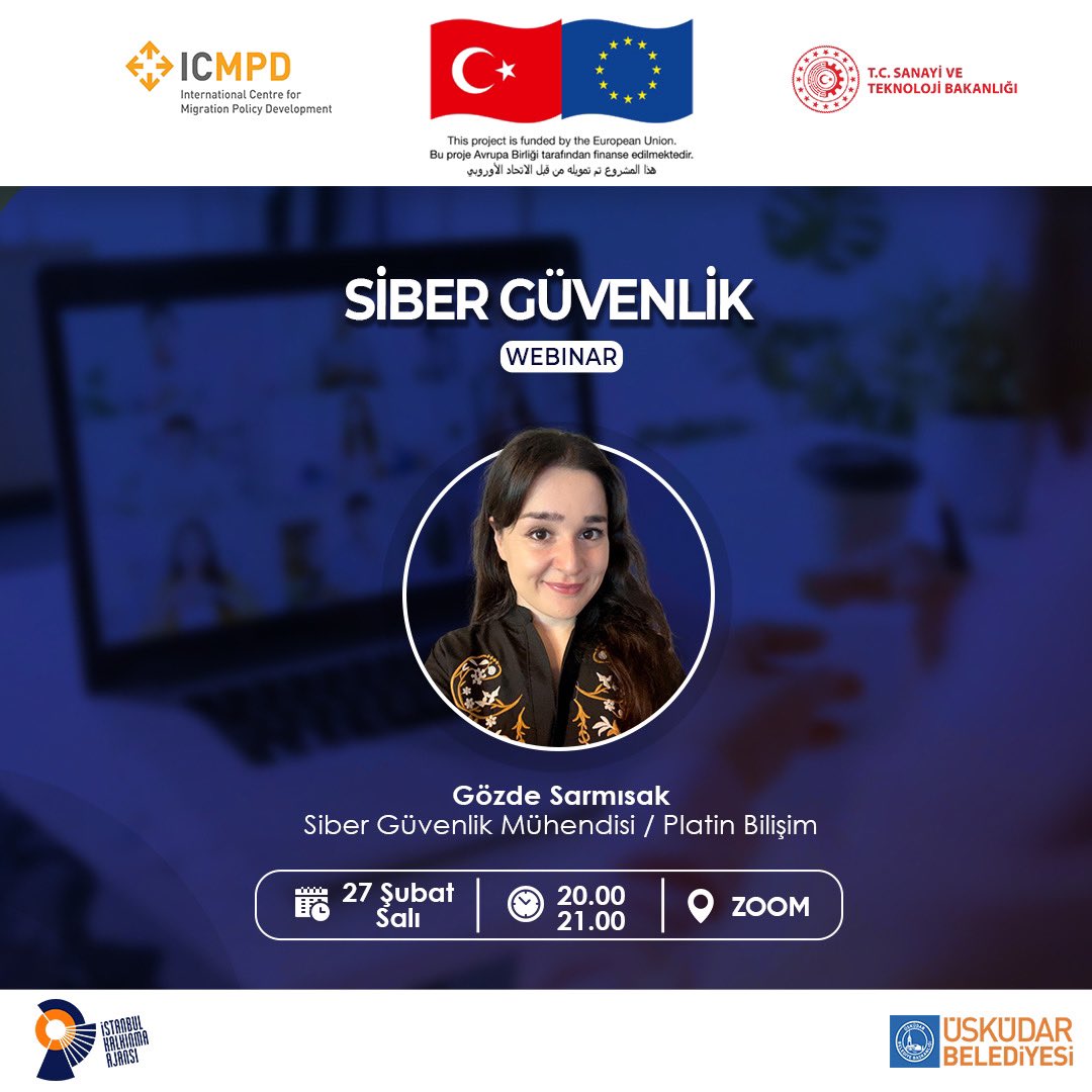 27 Şubat Salı günü 20.00-21.00 saatleri arasında Siber Güvenlik Mühendisi Gözde Sarmısak ile ‘’Siber Güvenlik’’ üzerine konuşacağız. 👀

🗓️ 27 Şubat Salı
⏱️ 20.00-21.00
🖥️ ZOOM

📌 Webinarımızın ZOOM linki; us05web.zoom.us/j/84731519644?…