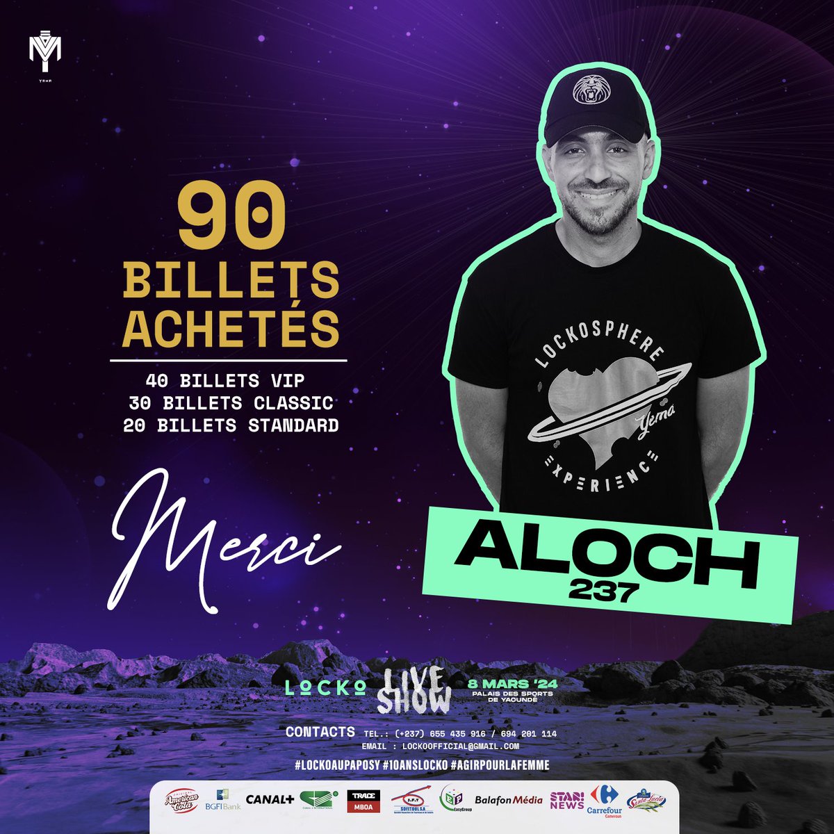 YemaProd's tweet photo. #NEWS 
Chère Lockomotive🚟🚃
S'il vous plait, remercions ensemble le frérot #Aloch237 pour son soutien🙏🏽
🎟️🎫
Et comme vous le savez, les billets physiques sont déjà disponibles dans:
📌Les magasins CARREFOUR Douala - Yaoundé 
📌Les magasins SANTA LUCIA Yaoundé.
#LOCKOPaposy https://t.co/64oPRK7hDd