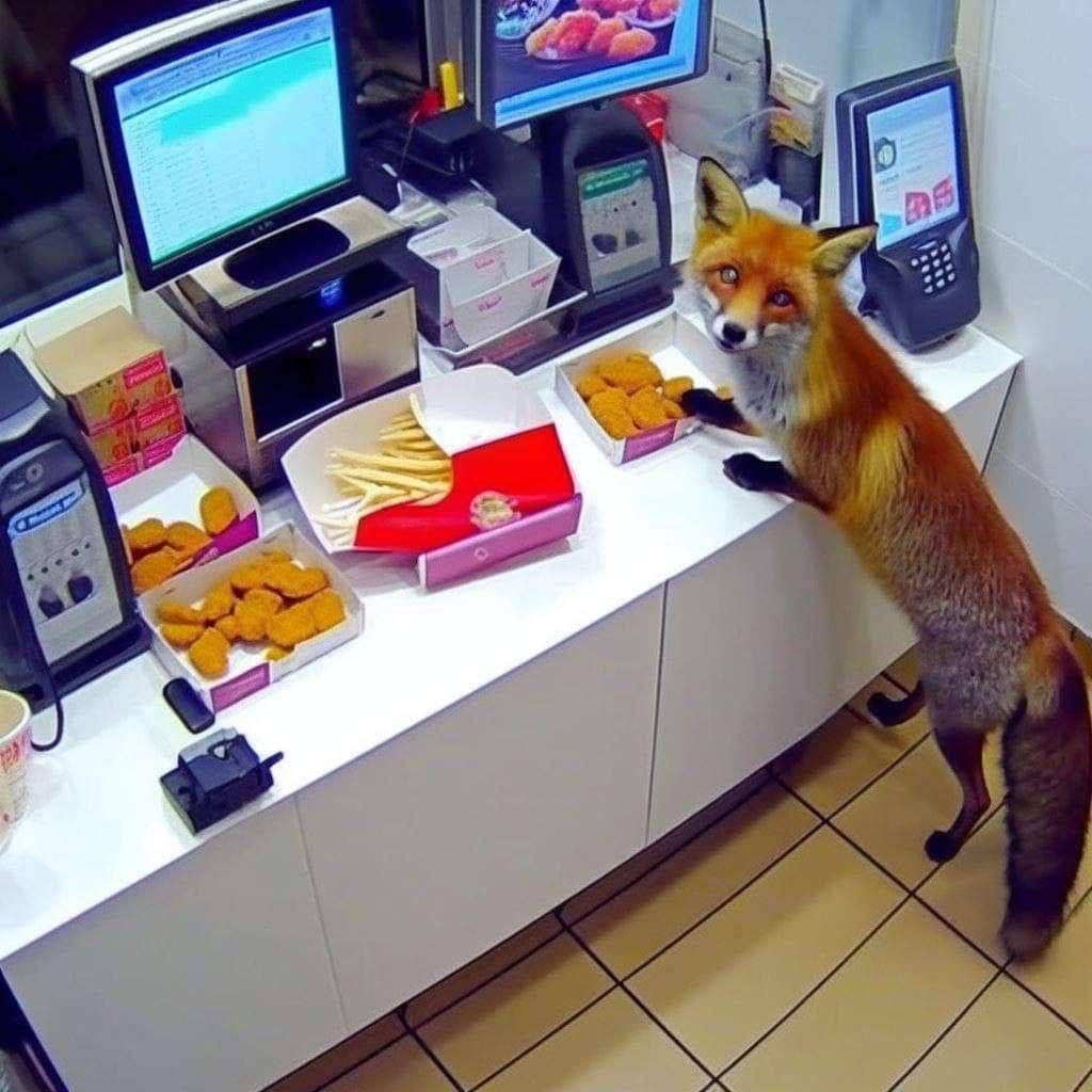 Heck! They caught me on CCTV stealing chimken nuggies. >.< #FoxFriday