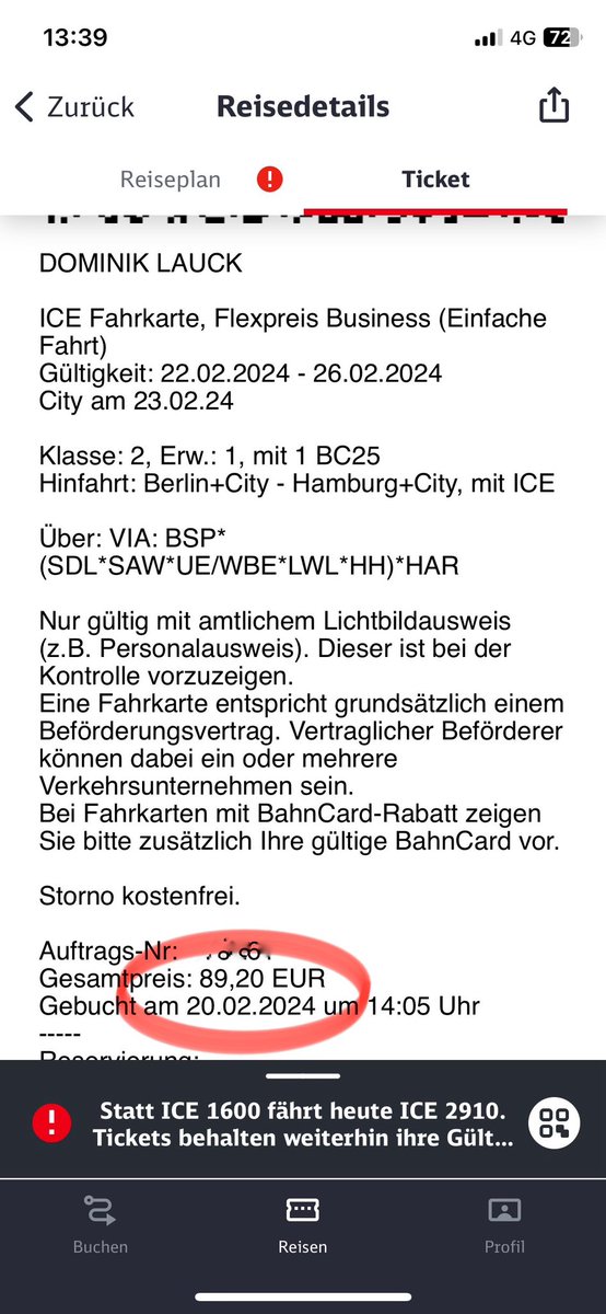 Dominik Lauck (@herrlauck) on Twitter photo Liebe <a href="/DB_Bahn/">Deutsche Bahn Personenverkehr</a>: Könnt Ihr mir erklären, warum das Flexticket für die heutige Verbindung Berlin-Hamburg heute, kurz vor der Fahrt, rund 15 Euro günstiger ist als bei Buchung vor 3 Tagen? #bahn #bahnfail Liebe <a href="/DB_Bahn/">Deutsche Bahn Personenverkehr</a>: Könnt Ihr mir erklären, warum das Flexticket für die heutige Verbindung Berlin-Hamburg heute, kurz vor der Fahrt, rund 15 Euro günstiger ist als bei Buchung vor 3 Tagen? #bahn #bahnfail