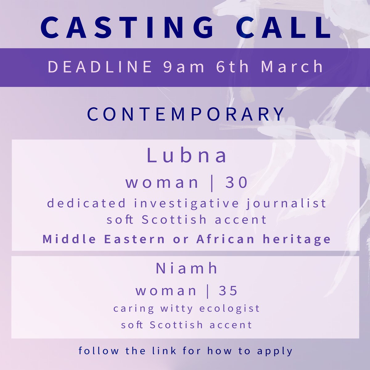 CASTING CALL We are seeking women-presenting actors of Middle Eastern / African heritage for the role of Lubna. These issues are not exclusive to any background, but the issue of gender inequality in medicine is exacerbated for women of colour. ➡️ vividrootscollective.co.uk/wound-rag-in-b…