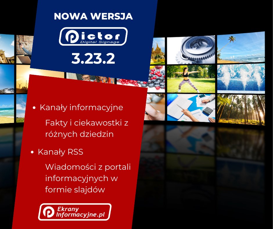 EkranyInfo's tweet photo. Kanały informacyjne z ciekawostkami z różnych dziedzin już są w najnowszej wersji systemu Pictor 😁
Sprawdź jak treści edukacyjne przyciągają uwagę widza👍

#digitalsignage #ekranyinformacyjne #tabliceinformacyjne #tablicereklamowe   #gazetkamultimedialna #reklamanamonitorach https://t.co/2HsYecZSnF