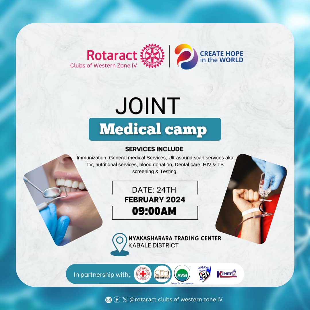 Hello JGFs
Let's meet tomorrow for the JOINT MEDICAL CAMP
📅 24 Feb 24
📍NYAKASHARARA trading center,  KABALE district
⏰ 9AM
#creatinghopeintheworld
#Theauthority