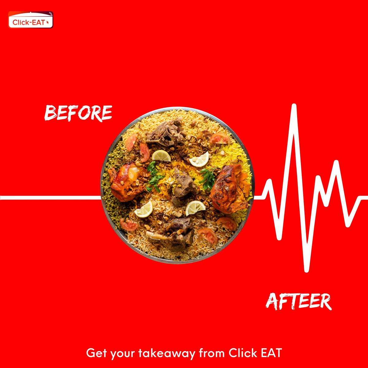Before biryani: low energy.

After biryani: supercharged!

Get that biryani boost every time with Click Eat.
#bookyourdine #dinewithclickeat #takeaway #Foodies