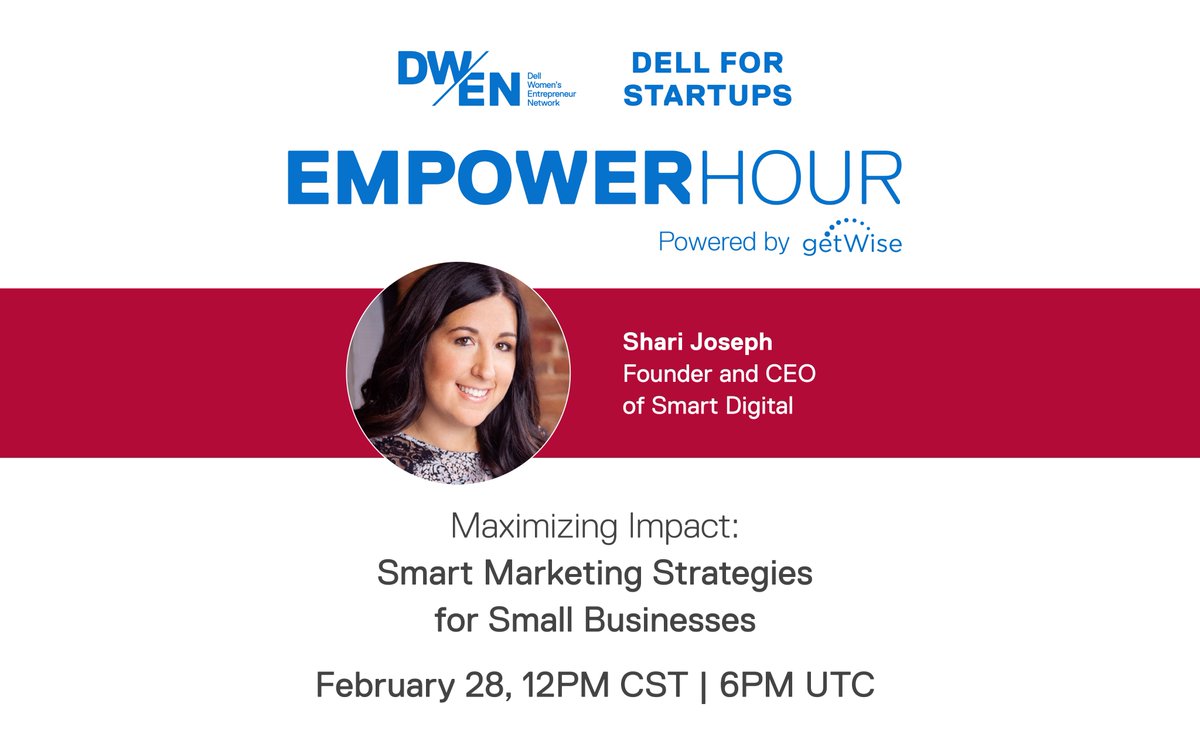 Join us for our next Empower Hour as Shari Joseph, Founder and CEO of Smart Digital, shares affordable and effective #marketingstrategies to apply to your small business.
Wednesday, February 28, 2024, 12 PM CST / 6 PM UTC
Register Now! bit.ly/49KfeAj