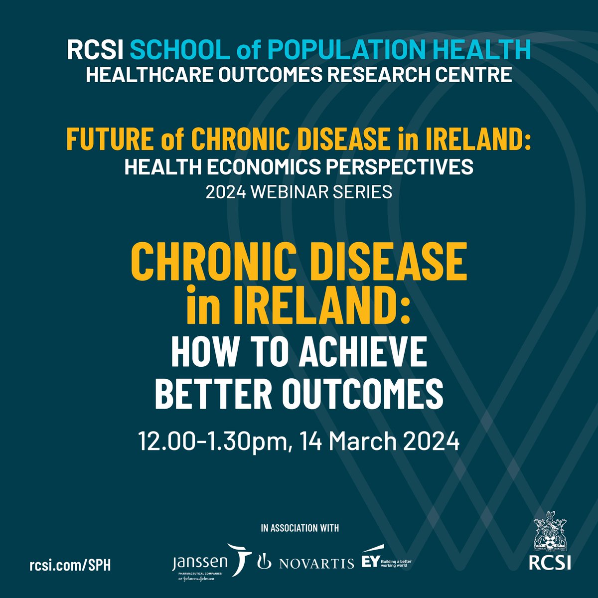 RCSI School of Population Health (@rcsi_pophealth) on Twitter photo Join our expert panel of Prof Edward Gregg, Prof Patricia Kearney <a href="/TrishCork/">Prof Trish Kearney</a> & <a href="/FionaBardon_/">Fiona Bardon</a> in a webinar to discuss chronic disease in Ireland: how to achieve better outcomes.
📆12.00-1.30pm 14 March
Register: rcsi.com/dublin/news-an…
Moderator: Dr <a href="/ronan_glynn/">Dr Ronan Glynn</a> Join our expert panel of Prof Edward Gregg, Prof Patricia Kearney <a href="/TrishCork/">Prof Trish Kearney</a> & <a href="/FionaBardon_/">Fiona Bardon</a> in a webinar to discuss chronic disease in Ireland: how to achieve better outcomes.
📆12.00-1.30pm 14 March
Register: rcsi.com/dublin/news-an…
Moderator: Dr <a href="/ronan_glynn/">Dr Ronan Glynn</a>