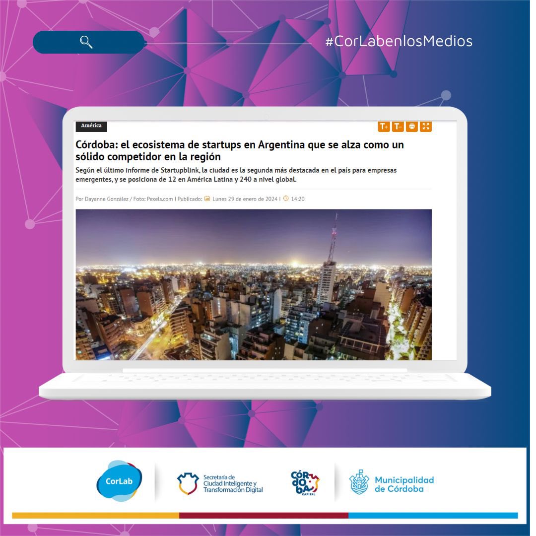 #CorLabenlosMedios

¡Nuestro ecosistema de startups entre los principales de América Latina, qué orgullo! 👏🇦🇷 

Lee  la nota completa de <a href="/DF_Sud/">DFSud</a> 👉🏻 dfsud.com/america/cordob…

<a href="/lcrisafulli/">Luciano Crisafulli</a> <a href="/PasseriniOk/">Daniel Passerini</a> <a href="/ignaciogei/">Ignacio Gei</a> 
<a href="/MuniCba/">Municipalidad de Córdoba</a> <a href="/cbaciudadint/">Córdoba Ciudad Inteligente</a> <a href="/StartupBlink/">StartupBlink</a> <a href="/ualabee_ar/">Ualabee Argentina</a>