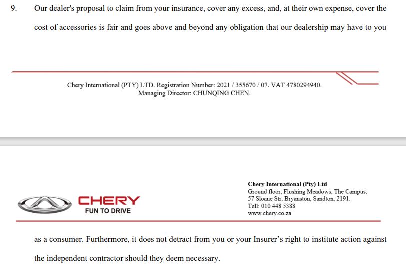MICHELLE4COMMS's tweet photo. @SA_Chery @tyremart @CARmagazine @Anele @wendyknowler @CheryAutoCo @Devi_HQ @YinTongyue Chery SA - I reached out to you 29 Jan! You indicated that I should be grateful for simply getting my excess paid by Chery! Not according to the CPA, and not what legal experts say! Here is an excerpt from YOUR letter to me, dated 5 Feb 2024. https://t.co/RCE0H8t189