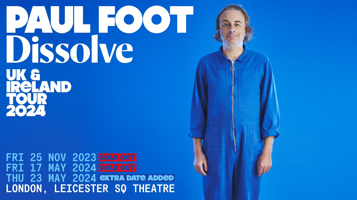 New @lsqtheatre show on sale NOW baybayyy! If ye couldn't get tickets to my Soho Theatre run, ye are in luck. Another London performance of Dissolve is here! leicestersquaretheatre.com/show/paul-foot…