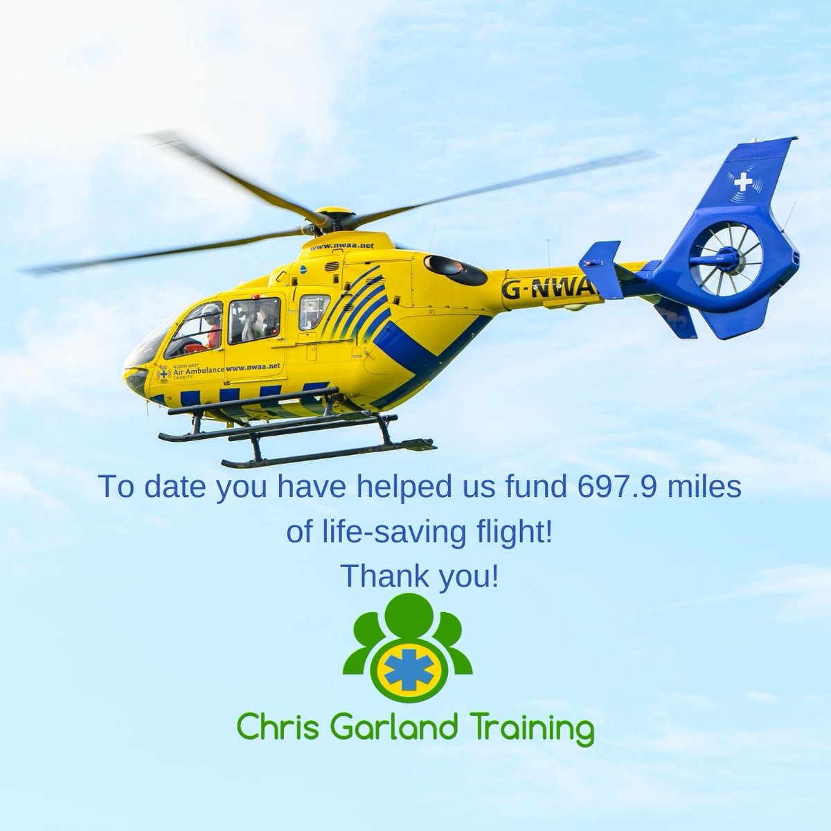 Chris Garland Training 🎗🇺🇦 (@garlandtraining) on Twitter photo Your course bookings help us to support the <a href="/NWAirAmbulance/">North West Air Ambulance Charity</a> in the amazing work that they do. To date you have helped us fund 697.9 miles of life-saving flight! Thank you! #GivingBack #NorthWestAirAmbulance Your course bookings help us to support the <a href="/NWAirAmbulance/">North West Air Ambulance Charity</a> in the amazing work that they do. To date you have helped us fund 697.9 miles of life-saving flight! Thank you! #GivingBack #NorthWestAirAmbulance