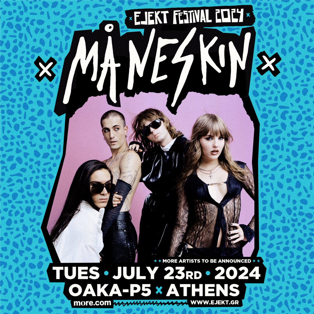 .@thisismaneskin will head over to Greece for the first time this summer to headline Ejekt Festival on the 23rd July 2024! ejekt.gr