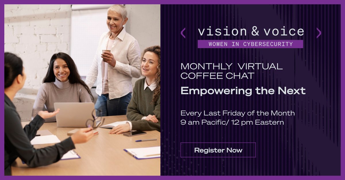 SafeGuard_Cyber's tweet image. ☕️ Join the dialogue today with our #VisionAndVoice Virtual Coffee Chat. It's your monthly dose of insights on cyber talent and emerging tech. Don't just stay ahead—lead.

Sign up now:
safeguardcyber.com/vision-and-voi…
#LeadWithInsight #WomenInCybersecurity ☕️🔍
