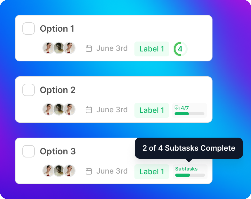 Which option is better to indicate the subtask status inside a todo item?